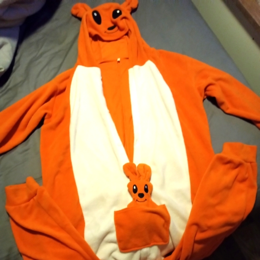 Adult KANGA Orange and White Onesie Halloween Costume